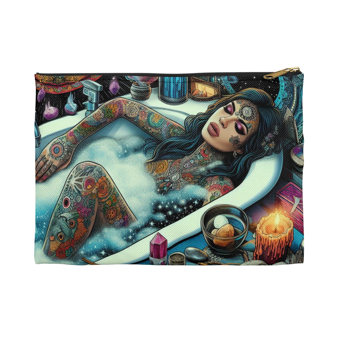 COSMIC BATH Reset & Recharge Accessory Pouch: Toiletries Bag, On-the-go Items, Tarot Deck, Crystals Bag