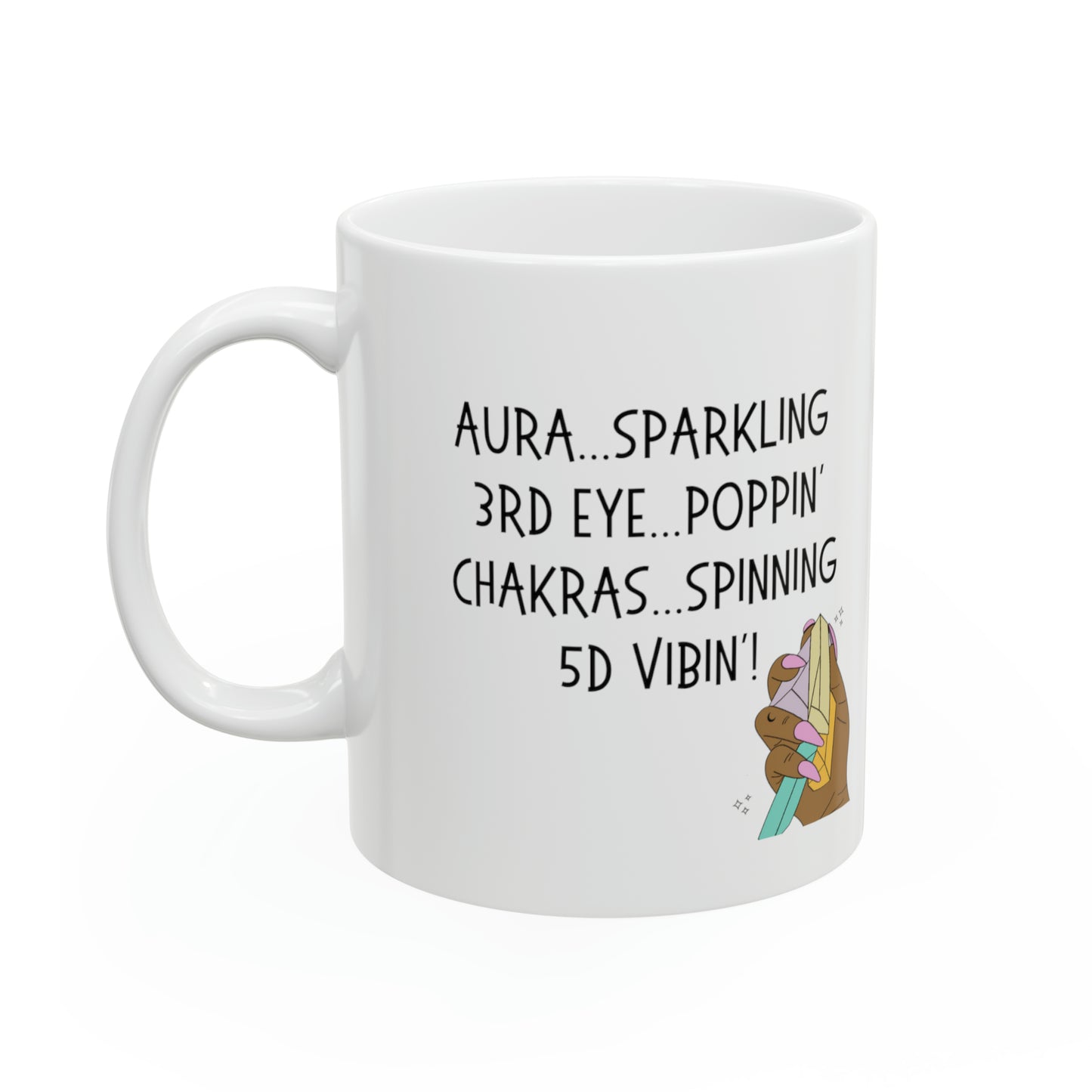 SPIRITUAL BADDIE MUG, 5D VIBIN':  Spiritual humor gift, Morning Ritual Accessory, Copy of Ceramic Mug 11oz