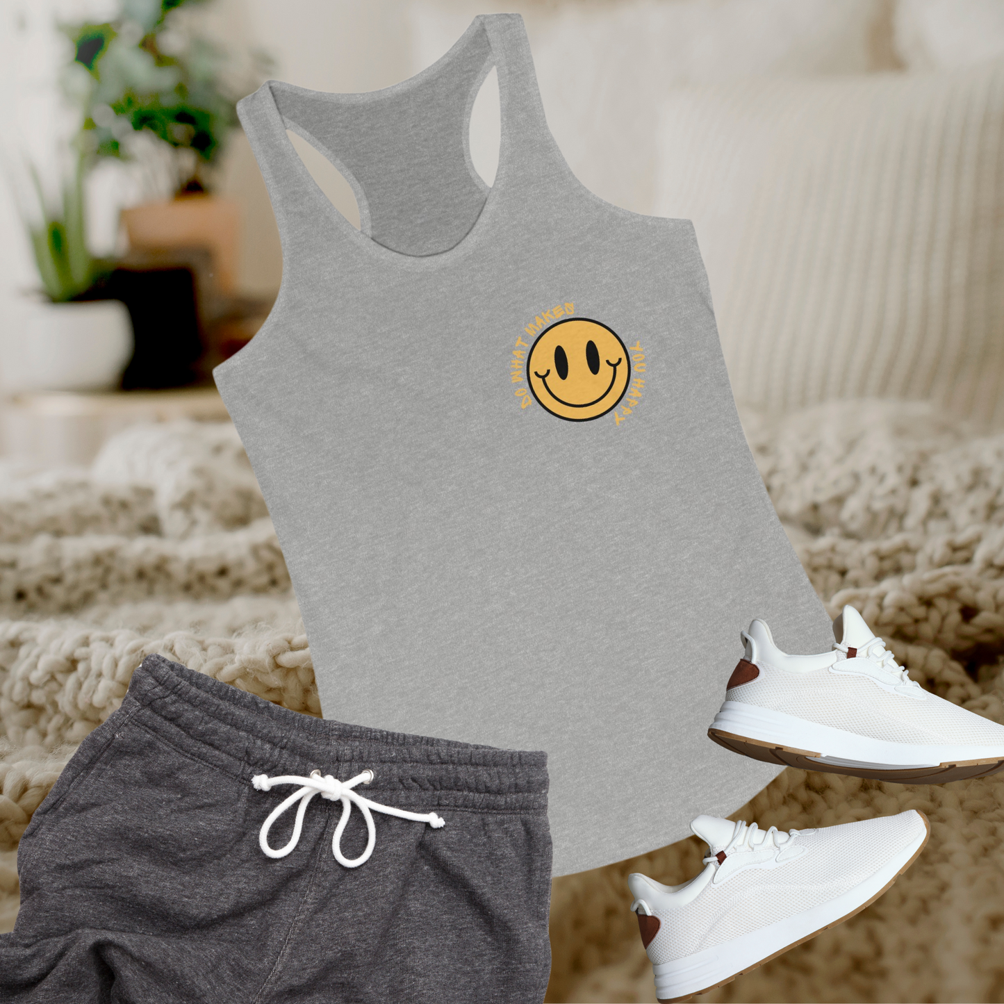 DO WHAT MAKES YOU HAPPY Women's Ideal Racerback Tank