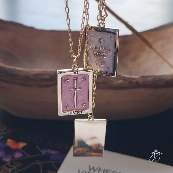 Justice Vintage Tarot Square Pendant Necklace