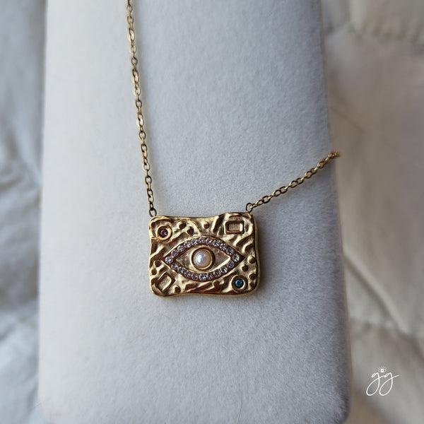 CLEARANCE - Divya Evil Eye Pendant Zirconia Necklace