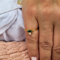 CLEARANCE - Paradise Within Gold Green Stacking Ring