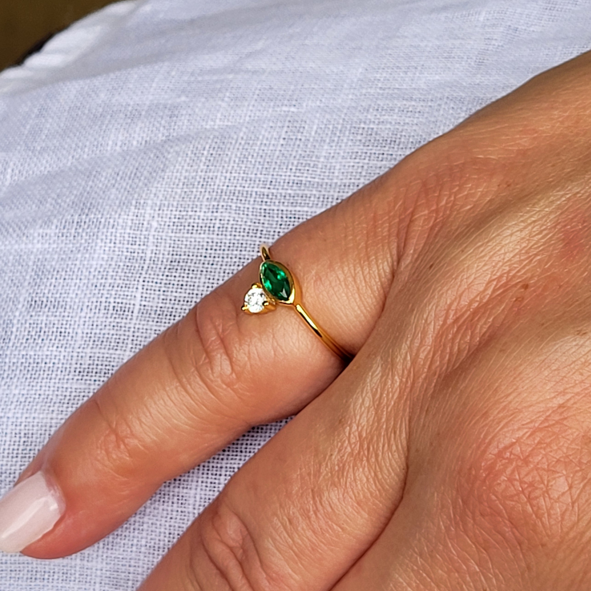 CLEARANCE - Paradise Within Gold Green Stacking Ring