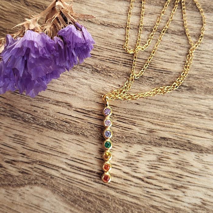 CHAKRA CHARM NECKLACE- 7 stone pendant