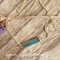 Althea Handmade Gemstone Bar Bracelet: Green Onyx, Black Onyx & Aqua Chalcedony