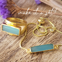 Althea Handmade Gemstone Bar Bracelet: Green Onyx, Black Onyx & Aqua Chalcedony