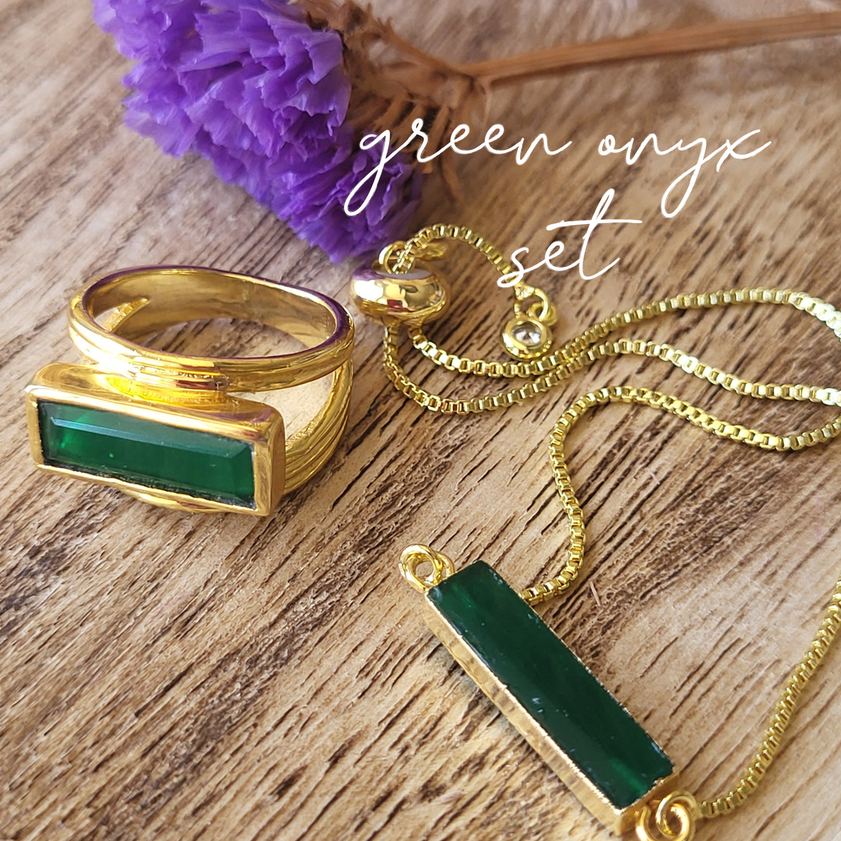 Althea Handmade Gemstone Bar Bracelet: Green Onyx, Black Onyx & Aqua Chalcedony