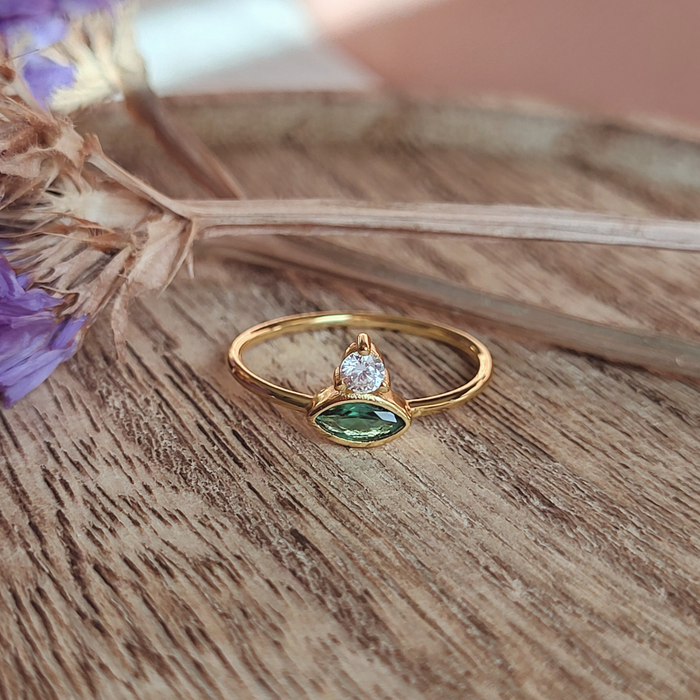 CLEARANCE - Paradise Within Gold Green Stacking Ring