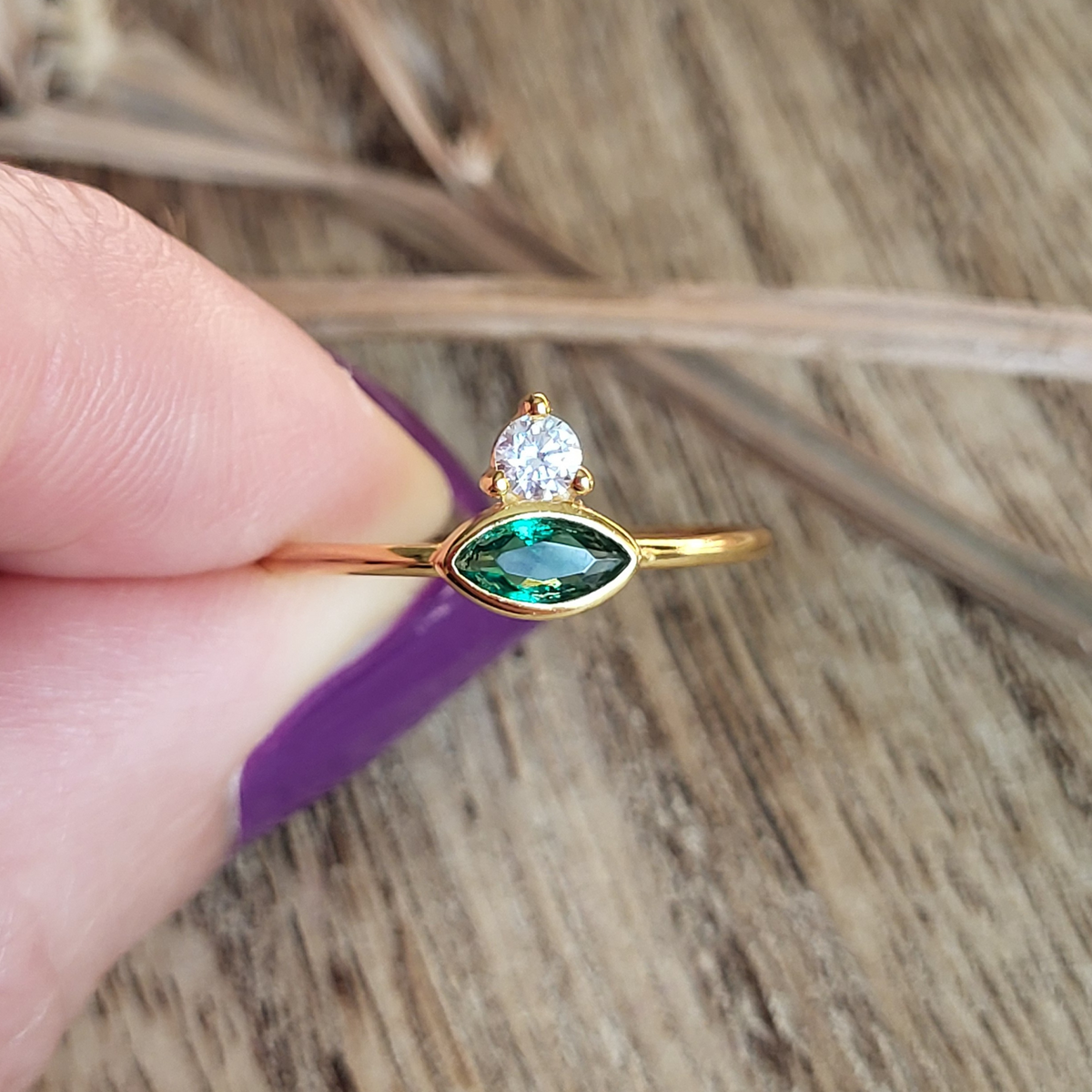 CLEARANCE - Paradise Within Gold Green Stacking Ring