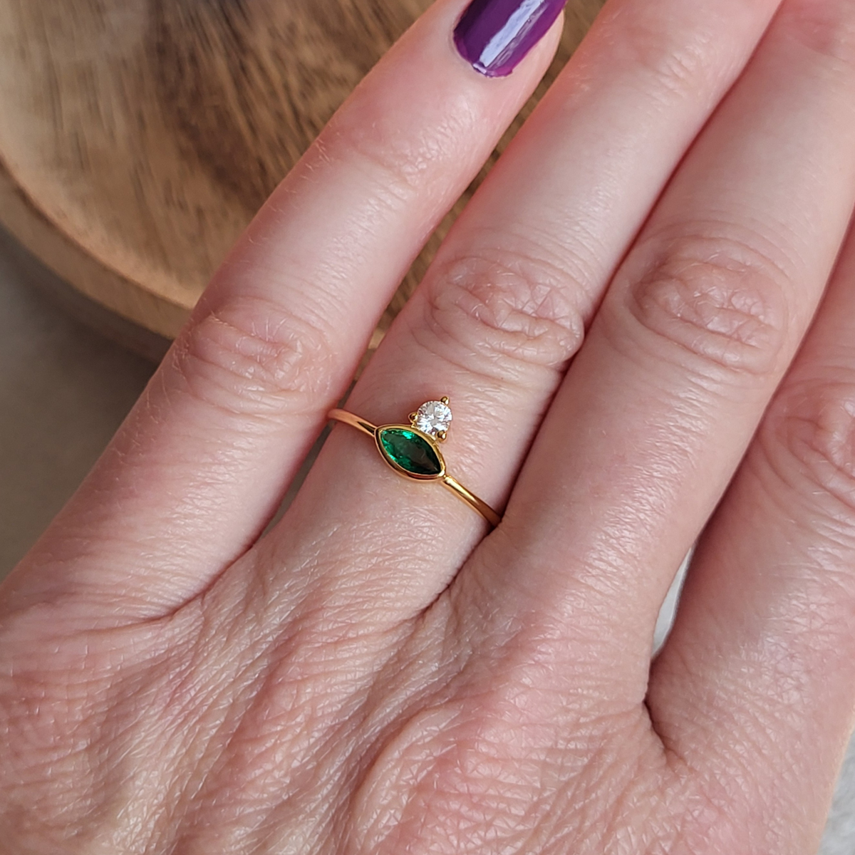 CLEARANCE - Paradise Within Gold Green Stacking Ring