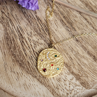 CLEARANCE - Indu Moon Necklace: Cosmic Gold Coin Pendant Necklace
