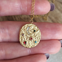 CLEARANCE - Indu Moon Necklace: Cosmic Gold Coin Pendant Necklace