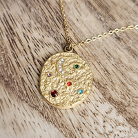CLEARANCE - Indu Moon Necklace: Cosmic Gold Coin Pendant Necklace
