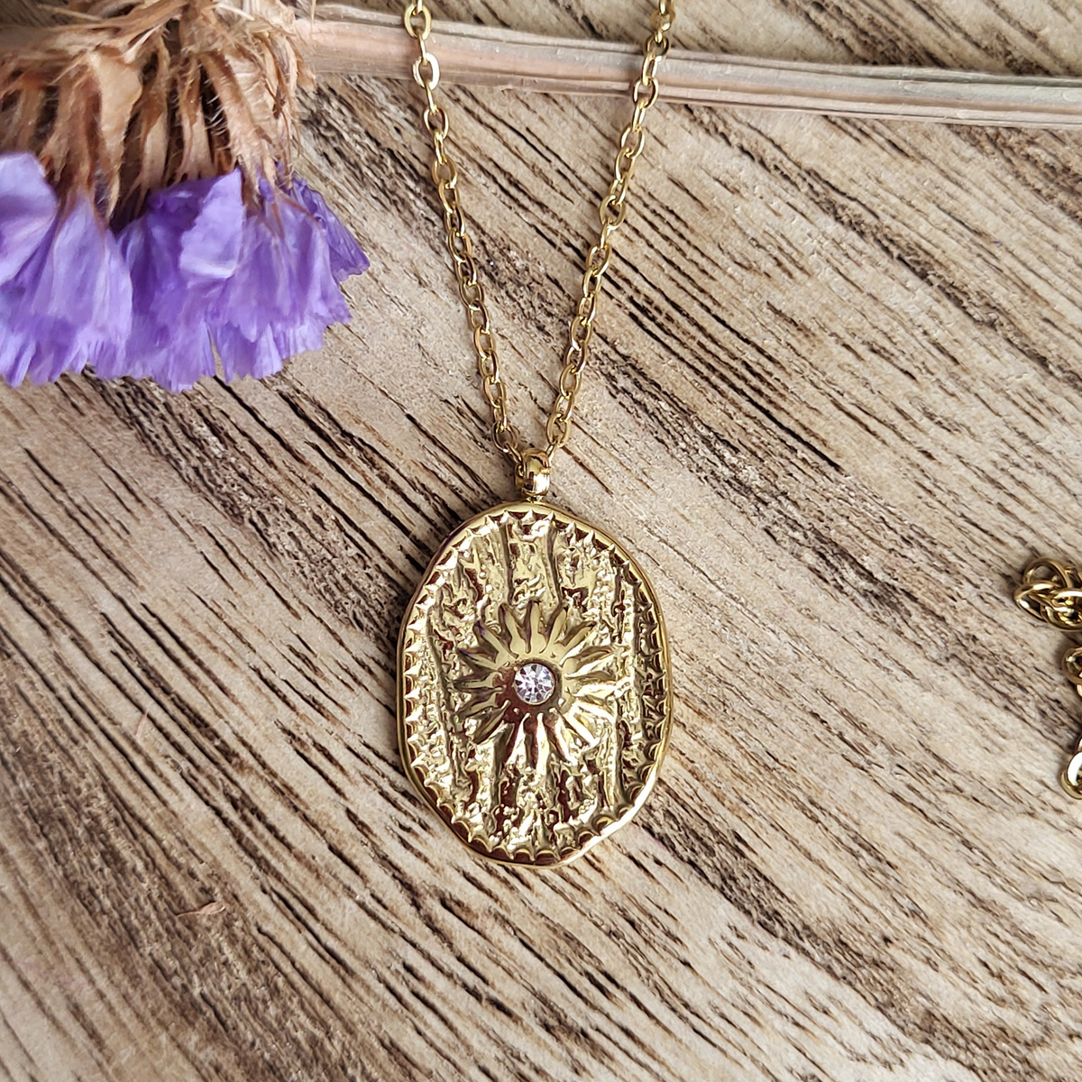 CLEARANCE - Salana Gold Sunburst Coin Necklace