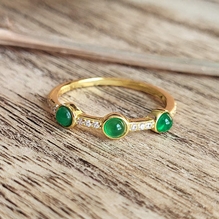 CLEARANCE - The Empress Stackable Green Gold Ring
