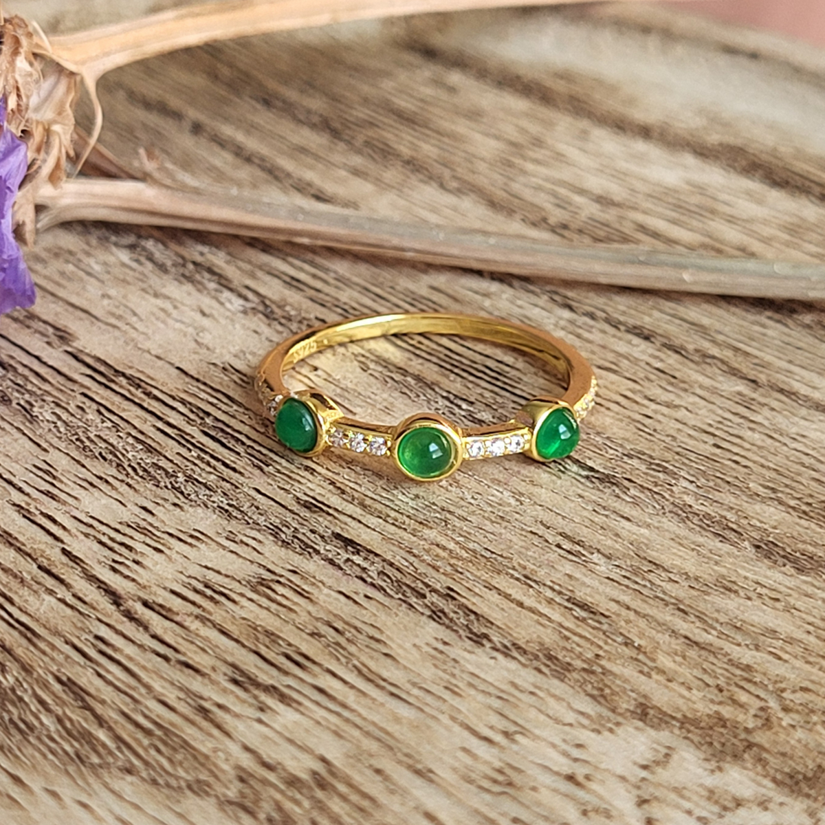 CLEARANCE - The Empress Stackable Green Gold Ring