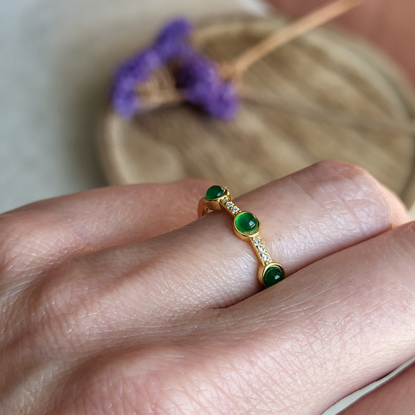CLEARANCE - The Empress Stackable Green Gold Ring