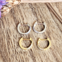 Twist & Sparkle Huggies Hoop Earrings: 925 Sterling Silver & Gold
