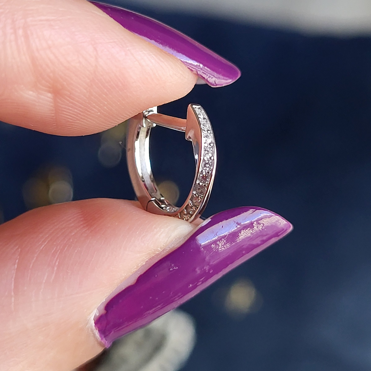 Twist & Sparkle Huggies Hoop Earrings: 925 Sterling Silver & Gold