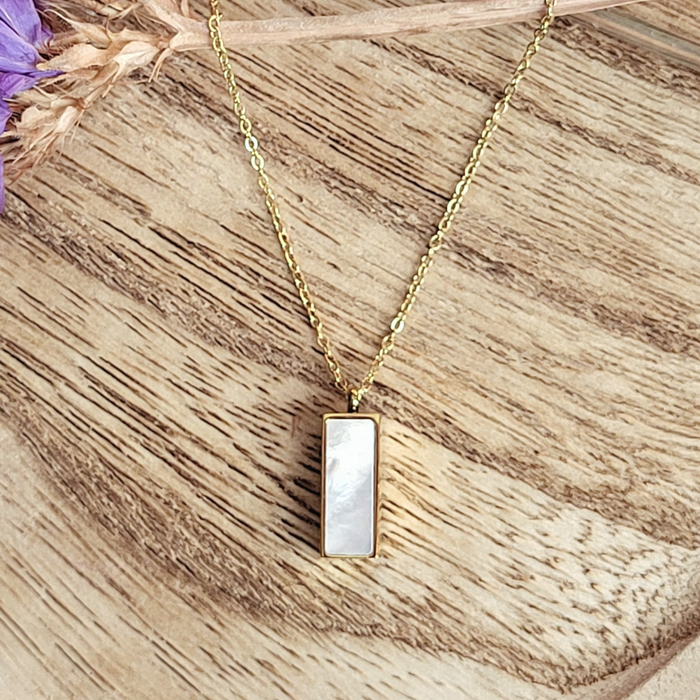 CLEARANCE - Mother of Pearl Bar Shell Pendant Necklace