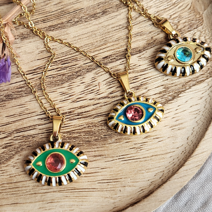Evil Eye Pendant Necklace - Removable Protection Talisman Charm