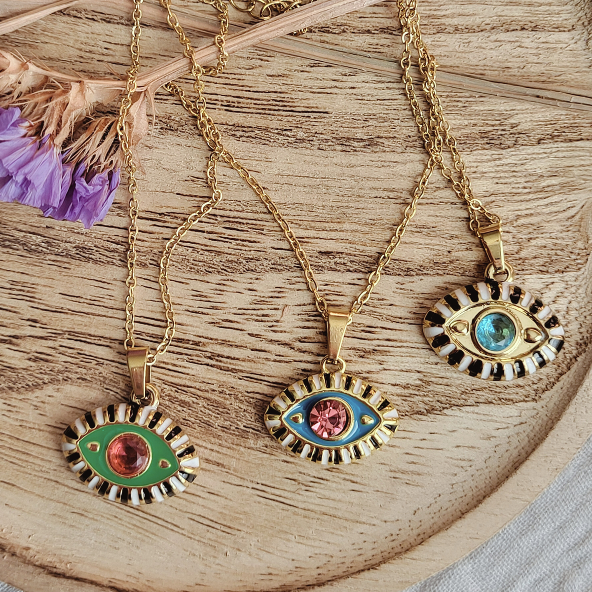 Evil Eye Pendant Necklace - Removable Protection Talisman Charm
