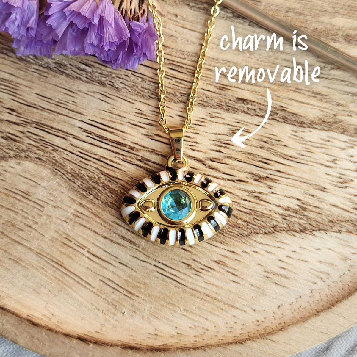 Evil Eye Pendant Necklace - Removable Protection Talisman Charm