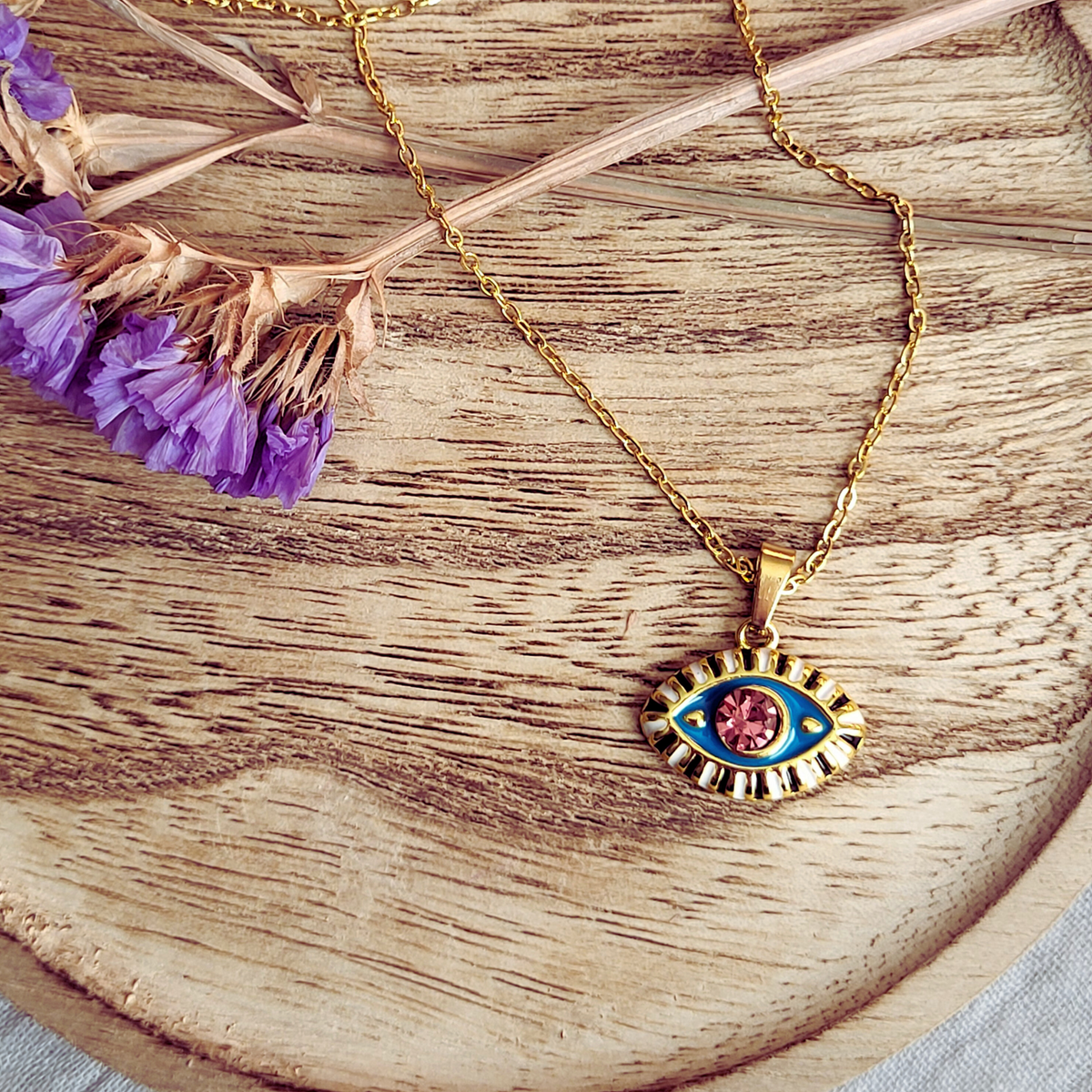 Evil Eye Pendant Necklace - Removable Protection Talisman Charm