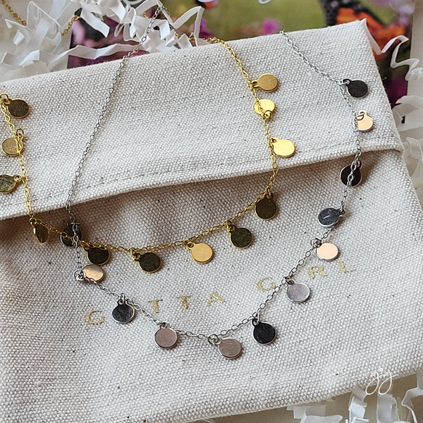 Zivah Dainty Gold / Silver Disc Necklace 925 Silver