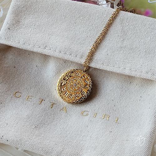 Gold Zodiac Dial Coin Necklace