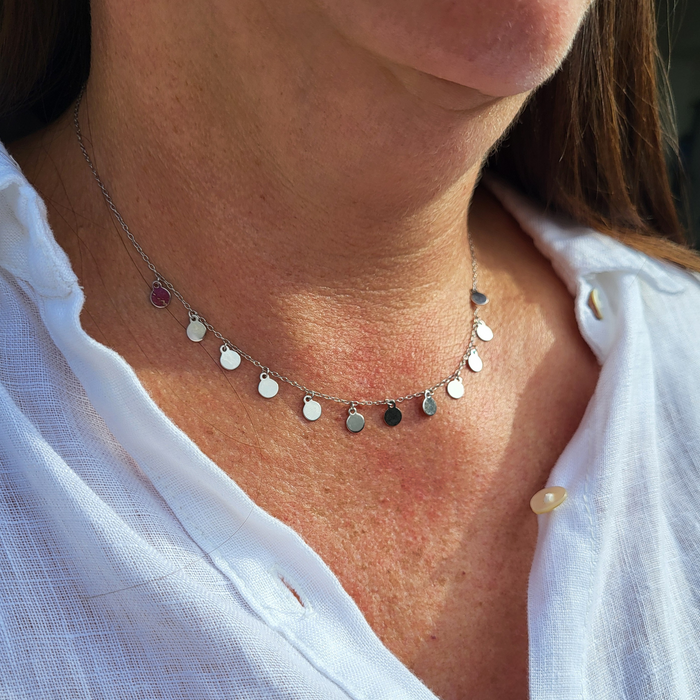Zivah Dainty Gold / Silver Disc Necklace 925 Silver