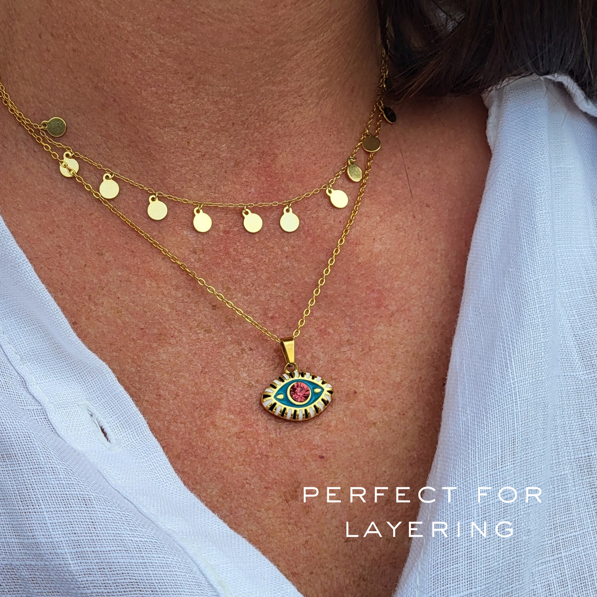 Evil Eye Pendant Necklace - Removable Protection Talisman Charm