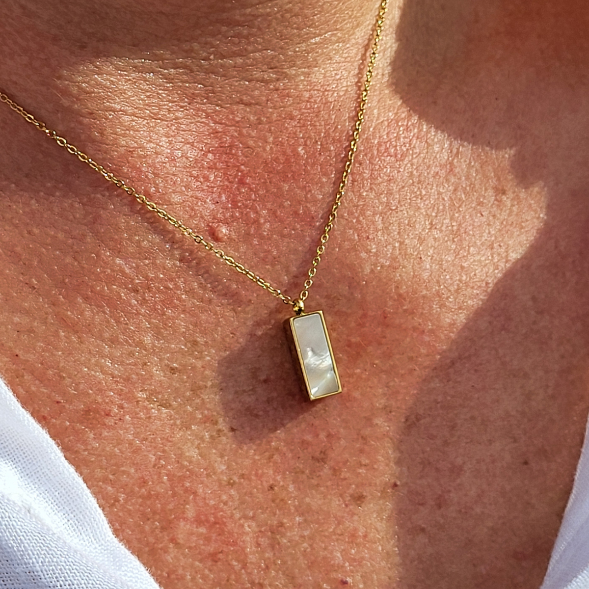 CLEARANCE - Mother of Pearl Bar Shell Pendant Necklace