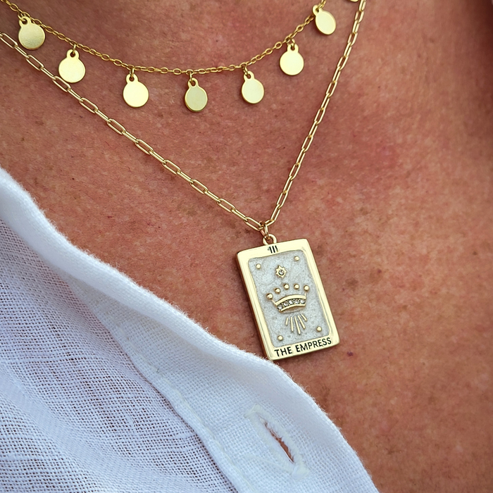 Empress Vintage Tarot Square Pendant Necklace