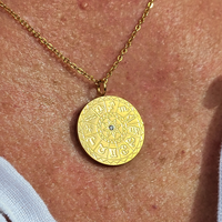 Gold Zodiac Dial Coin Necklace