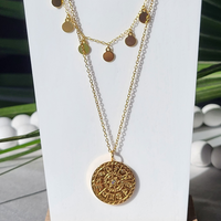 Gold Zodiac Dial Coin Necklace