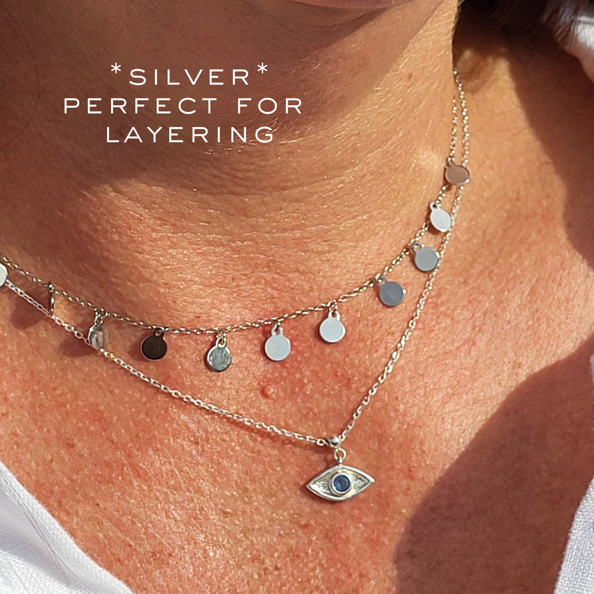 Zivah Dainty Gold / Silver Disc Necklace 925 Silver