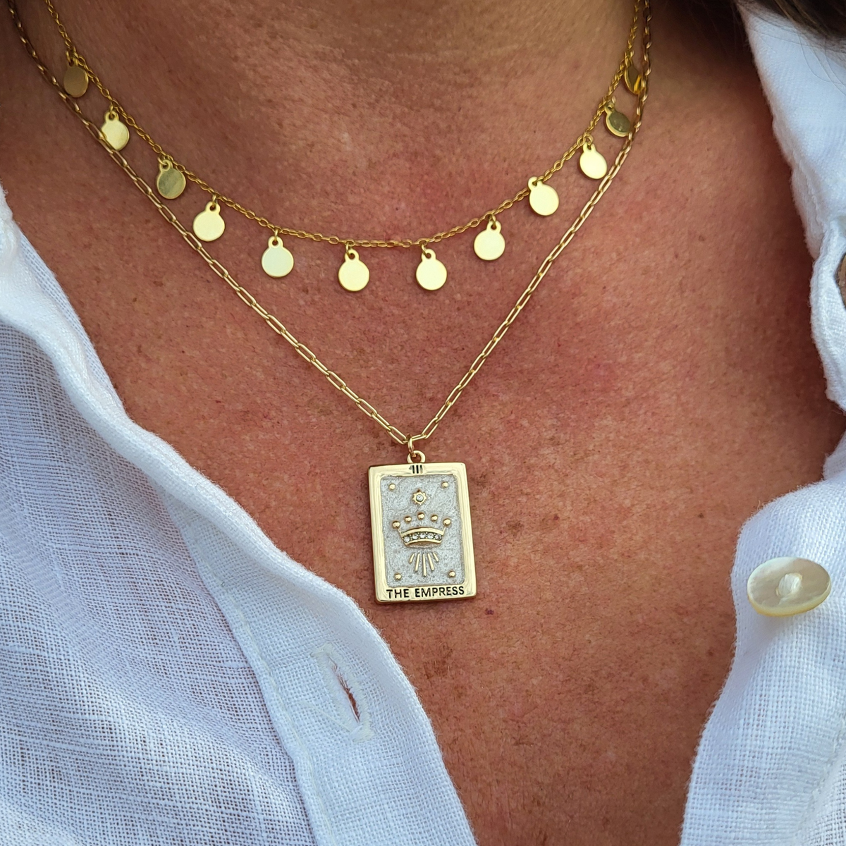 Zivah Dainty Gold / Silver Disc Necklace 925 Silver